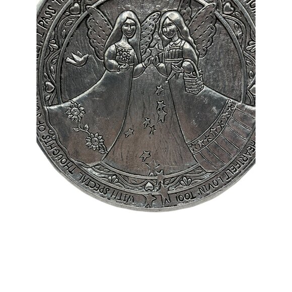 Vtg Carson Slatesmetal Pewter Pass It On Friendship Angels Plate - Picture 5 of 9